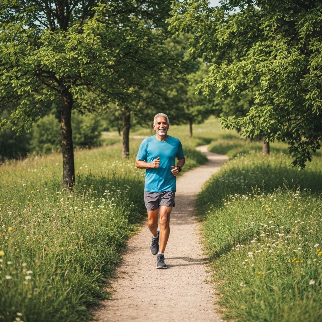Mature man with healthy energy enjoying outdoor activity